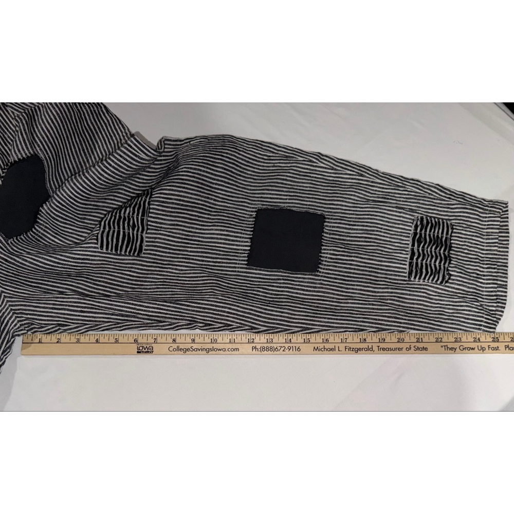 Paper Lace NWT Striped 100% Linen Patchwork Crop Pants Small Lagenlook Boho Art - Picture 8 of 12